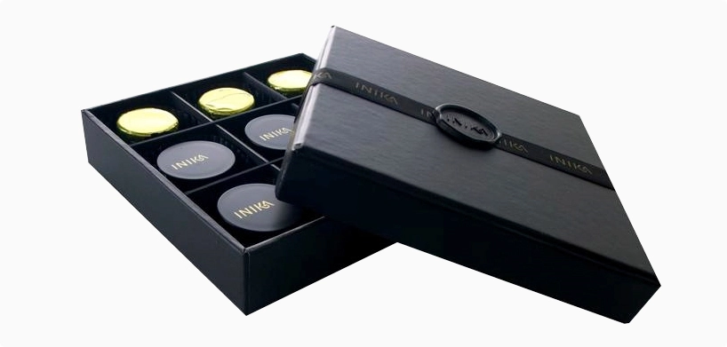cosmetic paper box for eye shadow with the detachable lid like a chocolate box, cosmetic folding carton, cosmetic packaging box